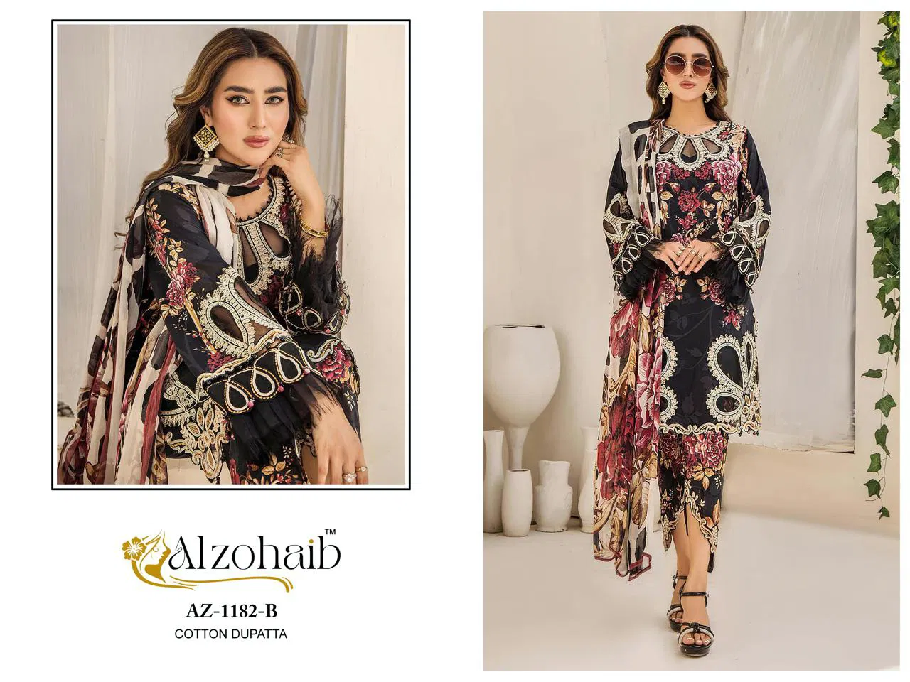 Sakina Vol 2 by Alzohaib Cotton Dupatta Pakistani Salwar Suits Wholesale Online